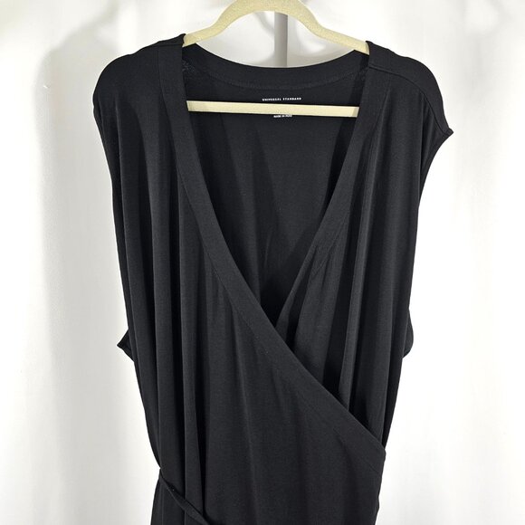 Universal Standard Black Tiered Ruffle Sleeveless Jersey Wrap Dress Size 6X NWT - Picture 3 of 12